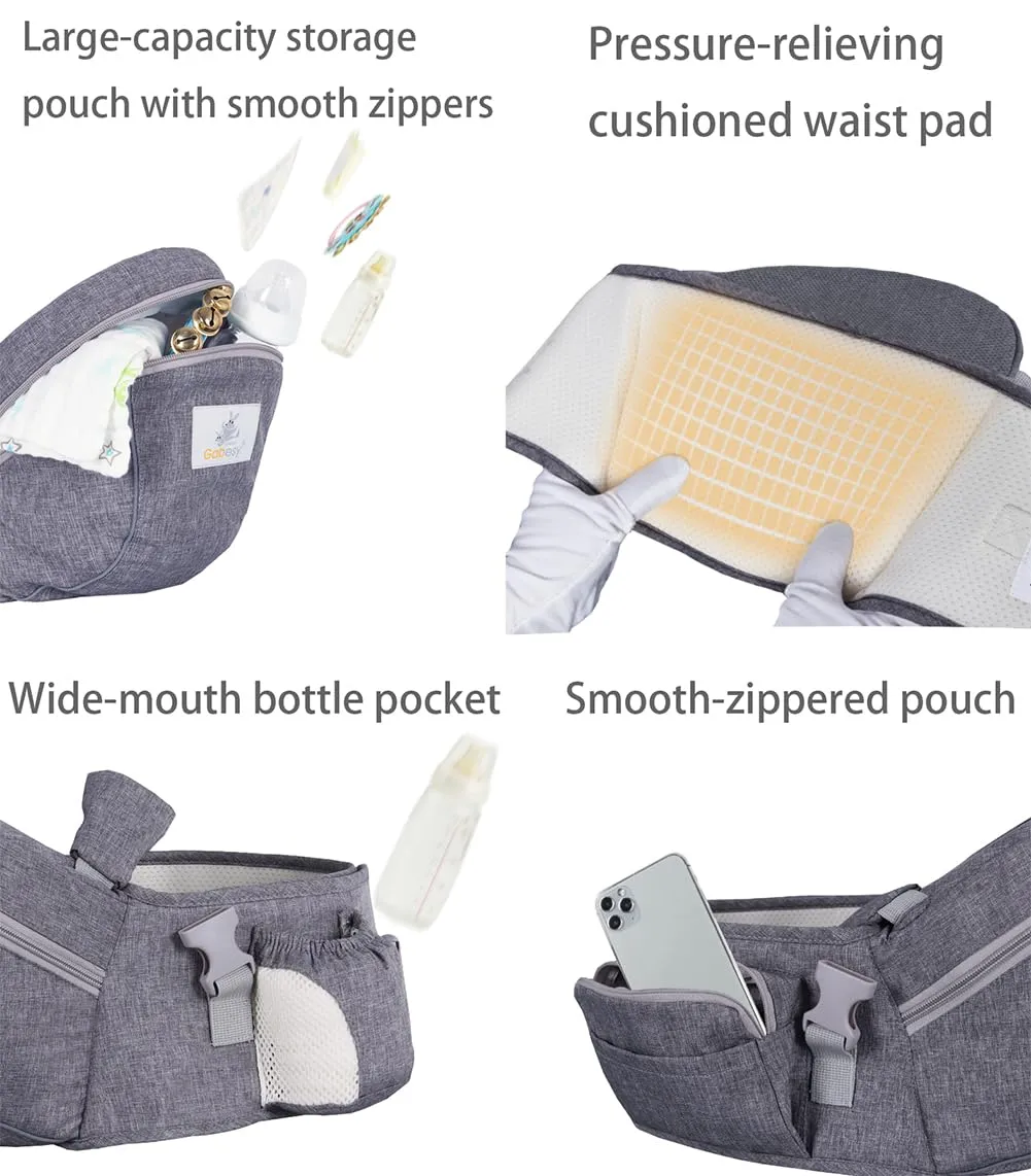 Baby Hip Seat Carrier Baby Waist Stool for Child Infant Toddler with Adjustable Strap Buckle Pocket Soft Inner Huge Storage (Navy Blue)