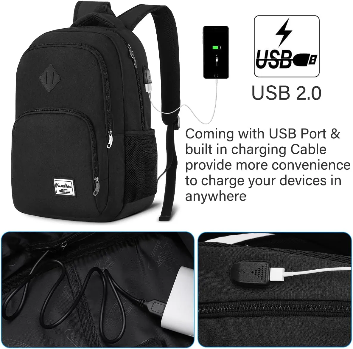 Backpack for Men and Women,School Backpack for Teenager,15.6 inch Laptop Bookbag with USB Charging port for Business Work College Travel Trip