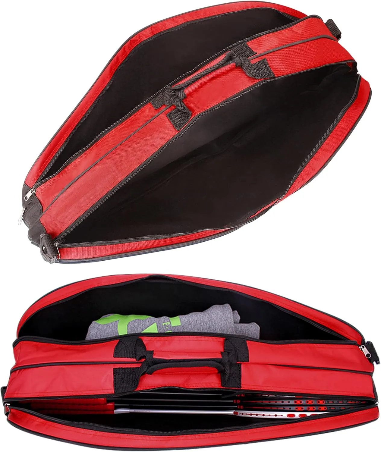 Badminton Bag - Multi-Pockets Tennis Bag Organizer, Cross Body Tennis Badminton Racket Organizer Bag for 6 Racquet, Waterproof and Large Capacity, w/Shoulder Strap