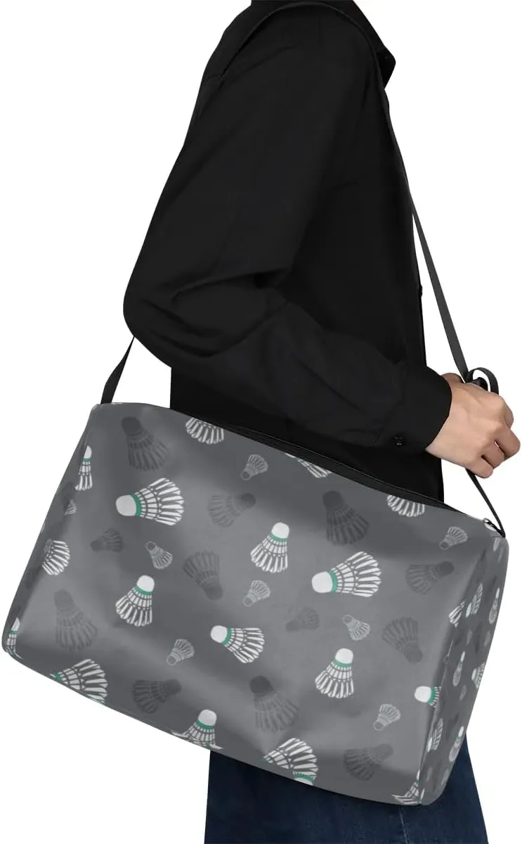 Badminton Printing Small Gym Bag for Men Women Workout Sport Duffle Bag Waterproof Weekender Overnight Bag Lightweight Carry on Tote Bag Crossbody Shoulder Travel Bag for Swim Yoge Dance