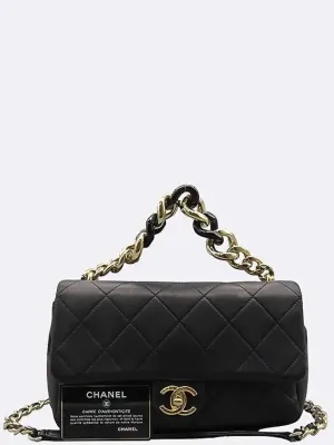 bag chain metal Chanel leather shoulder Durable materials AS1353 tote and gold Black Practical