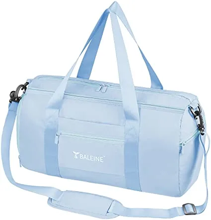 Bag Hurry, ends soon BALEINE and for Waterproof Wet Clothes with Gyms Gymbag (Azure) Weekend Compartments, Getaway, Connected Carryon Duffel Gym for Bag of Women Sports, Men, and Shoe Dufflebag Lightweight Small and Copy