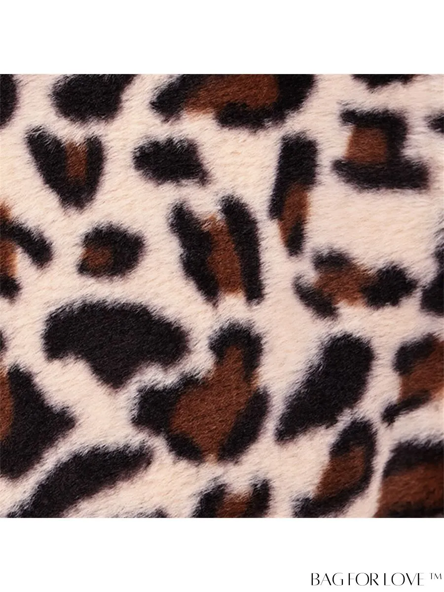 BagForLove - Stylish Leopard Print Fluffy Shoulder Bag - Trendy, Durable, Polyester with Zipper Closure