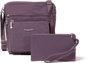 Baggallini Pocket Crossbody Bags for Women 8x8 Small Lightweight Durable Nylon Water-resistant Travel Purse W/Rfid Wristlet