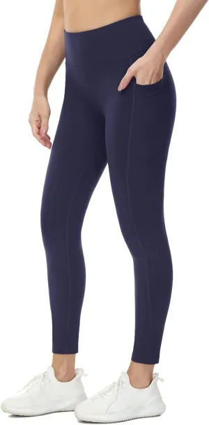 baleaf Fleece Lined Leggings Women Water Resistant 25" Petite Winter Warm Legging Thermal Running Tights Yoga Hiking Pants Navy S