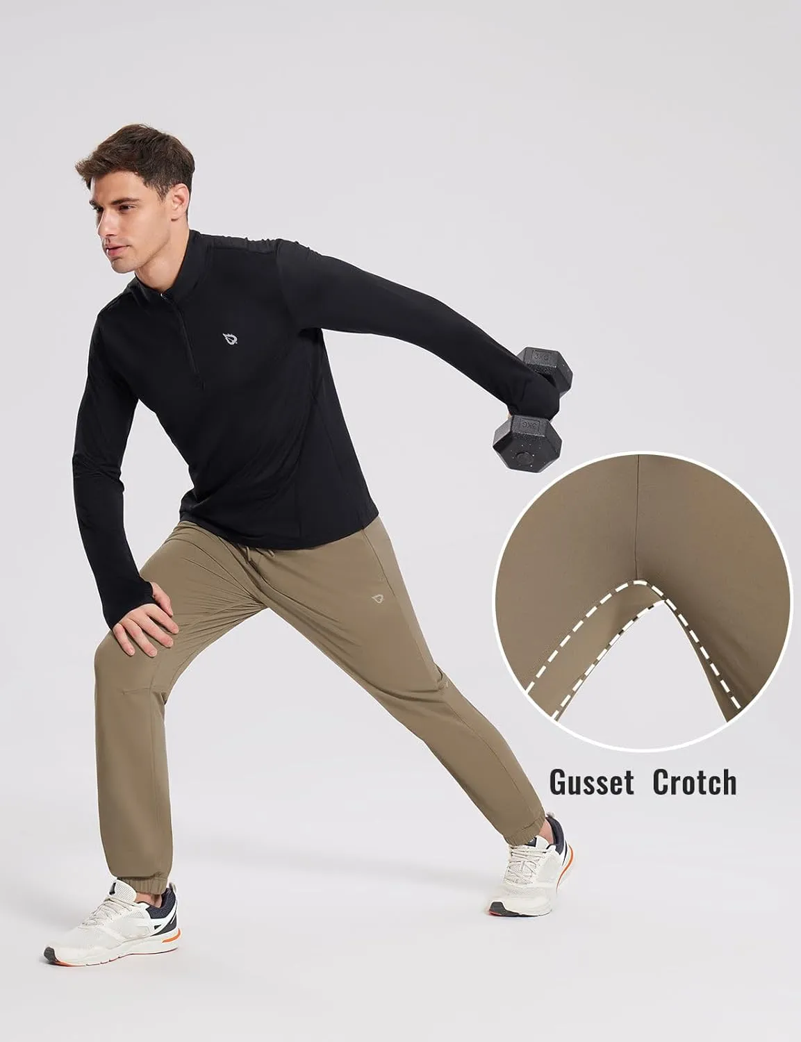 baleaf Men's Fleece Lined Joggers Winter Athletic Sweatpants Thermal Hiking Workout Running Pants with Zipper Pockets