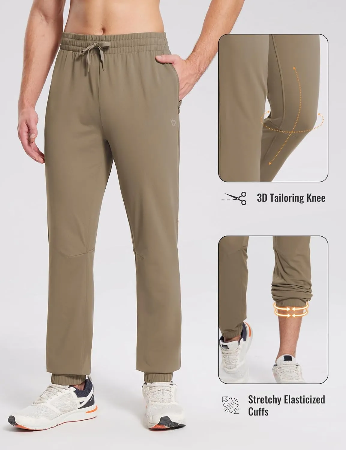 baleaf Men's Fleece Lined Joggers Winter Athletic Sweatpants Thermal Hiking Workout Running Pants with Zipper Pockets