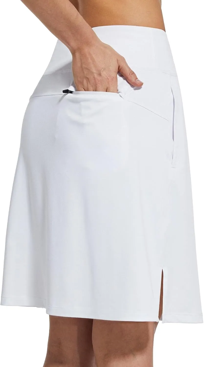 baleaf Women's 20" Golf Skirts Knee Length Skorts Athletic Modest Long Acitive Casual Pockets UV Protection