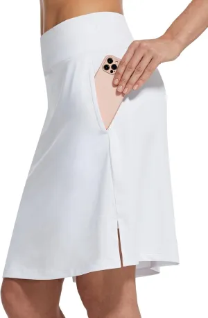 baleaf Women's 20" Golf Skirts Knee Length Skorts Athletic Modest Long Acitive Casual Pockets UV Protection