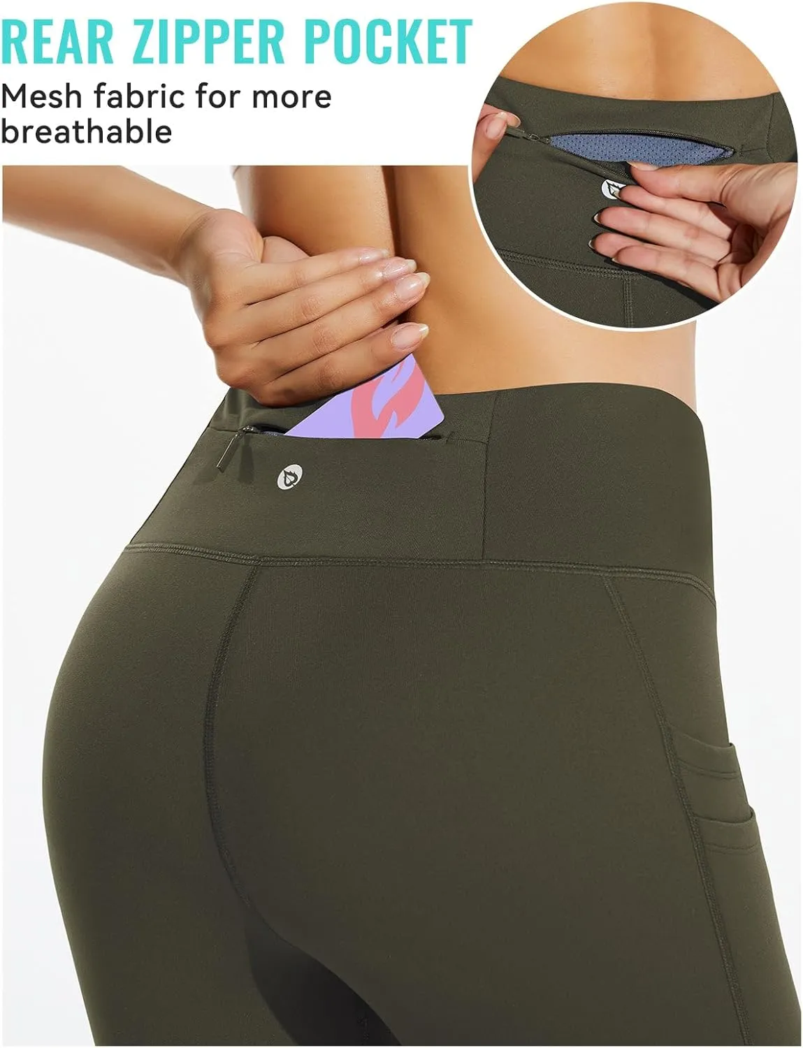 baleaf Women's Fleece Lined Leggings Water Resistant Thermal Winter Warm Tights High Waisted with Pockets Running Gear