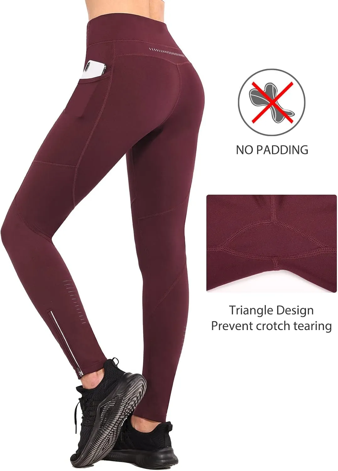 baleaf Women's Fleece Lined Leggings Water Resistant Winter Clothes Running Tights Cold Weather Hiking Pants Zip Pockets