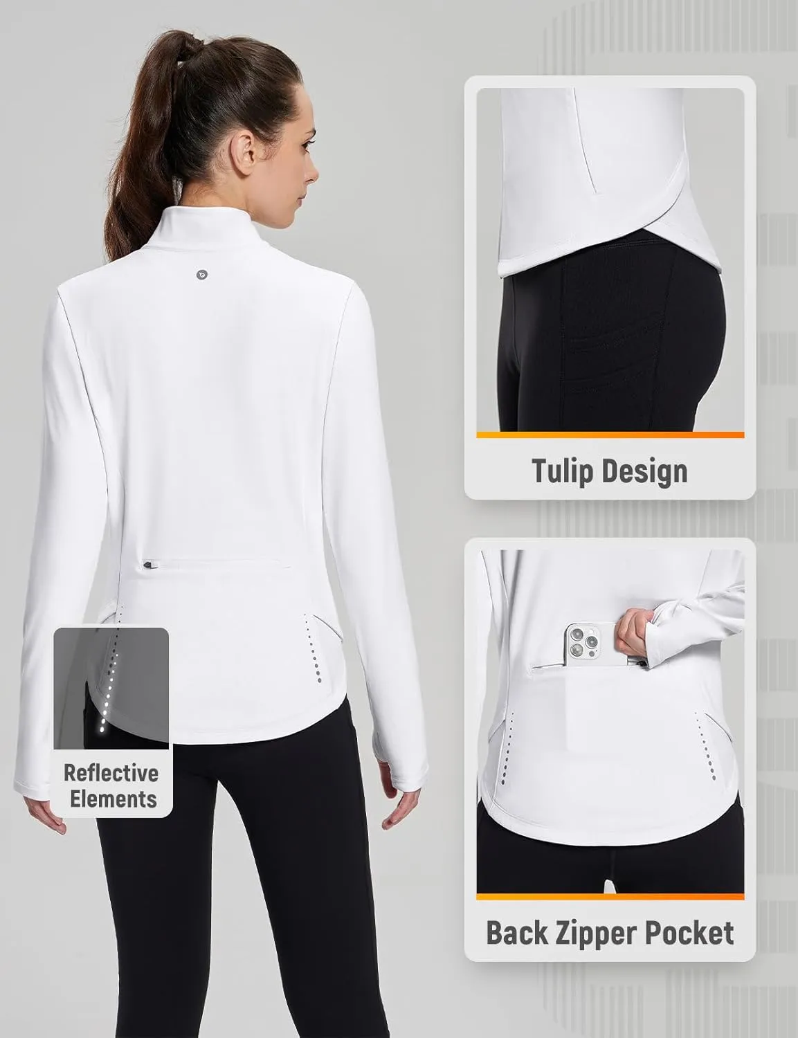 baleaf Women's Fleece Running Jacket Water Resistant Full Zip Winter Cold Weather Gear Thermal Cycling Workout Jackets
