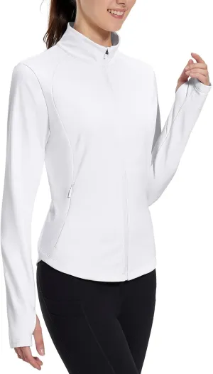 baleaf Women's Fleece Running Jacket Water Resistant Full Zip Winter Cold Weather Gear Thermal Cycling Workout Jackets