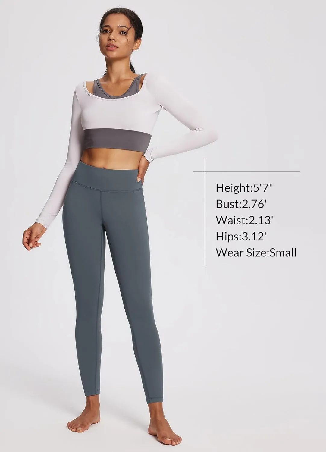 baleaf Women's Petite Fleece Lined Leggings with Pockets, 25" Thermal Winter Warm High Waisted Thick 7/8 Yoga Pants