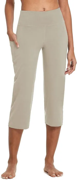 baleaf Womens Yoga Capri Pants High Waist Capri Leggings with Pockets Wide Leg Crop Exercise Workout Summer Pants