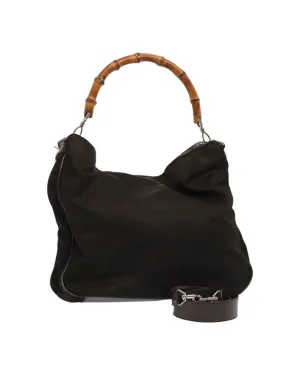 Bamboo Shopper Tote Bag Brown Nylon