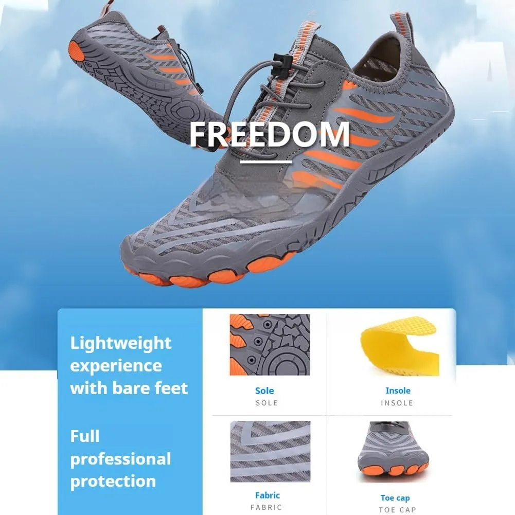 Barefoot Shoes Women & Men, Non-Slip Breathable Waterproof Wide Toe Running Walking Barefoot Shoes Unisex(A White,6men/8women)