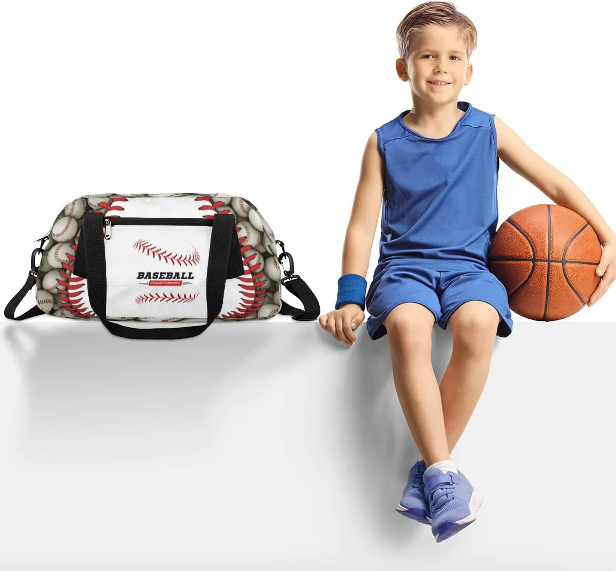Baseball Stitches Kids Duffel Bag for Girls Boys Teens, Baseball Pattern Dance Bag Overnight Small Duffel Bag Carry On Weekend Sports Gym Travel Bag for School Practice Gymnastics Ballet