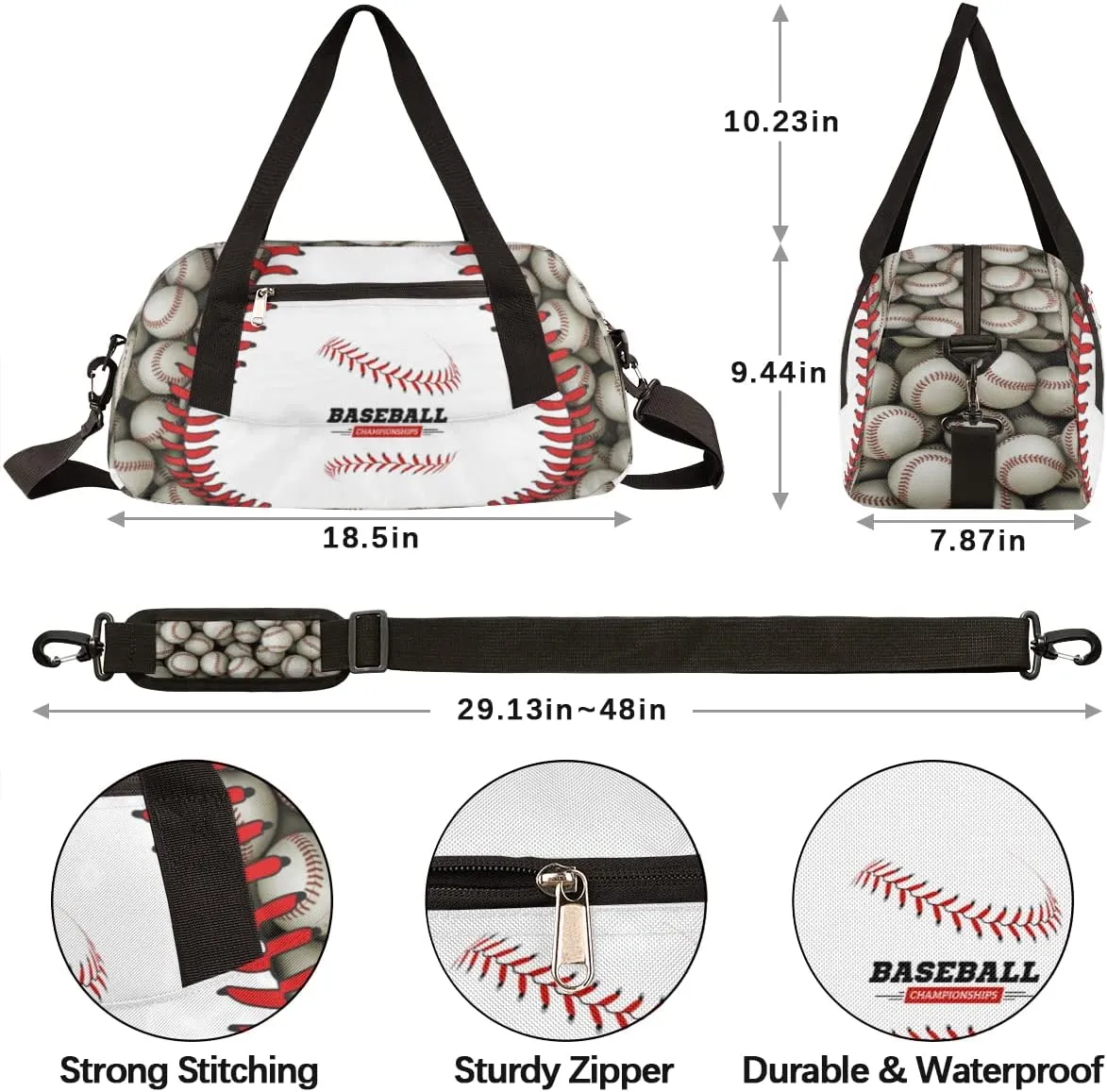 Baseball Stitches Kids Duffel Bag for Girls Boys Teens, Baseball Pattern Dance Bag Overnight Small Duffel Bag Carry On Weekend Sports Gym Travel Bag for School Practice Gymnastics Ballet