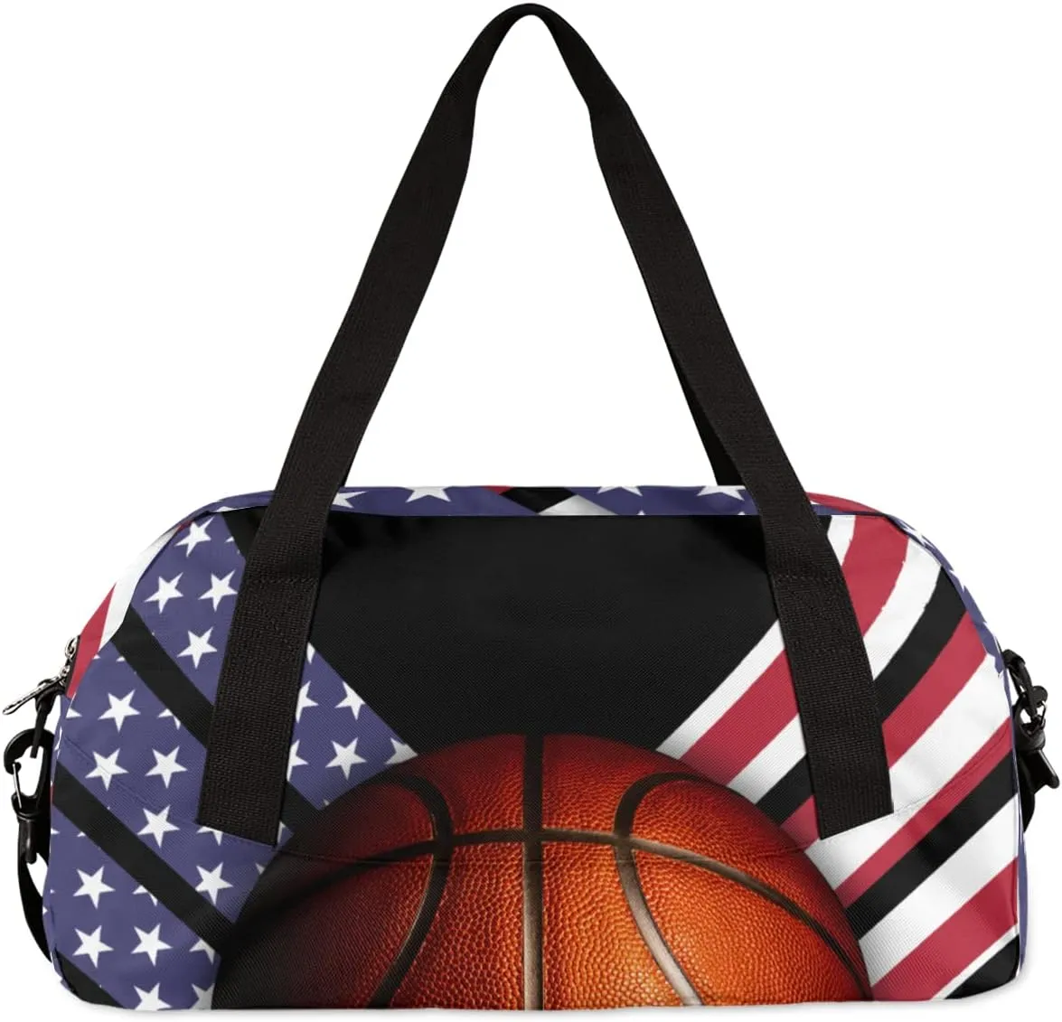 Basketball Neoprene Kids Duffel Bag for Girls Boys Teens, Streaks Stars Dance Bag Overnight Small Duffel Bag Carry On Weekend Sports Gym Travel Bag for School Practice Gymnastics Ballet