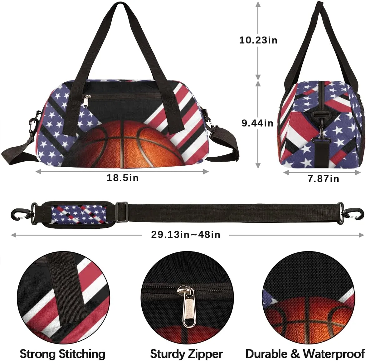 Basketball Neoprene Kids Duffel Bag for Girls Boys Teens, Streaks Stars Dance Bag Overnight Small Duffel Bag Carry On Weekend Sports Gym Travel Bag for School Practice Gymnastics Ballet