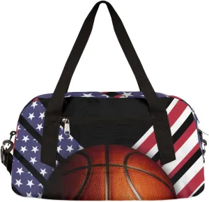 Basketball Neoprene Kids Duffel Bag for Girls Boys Teens, Streaks Stars Dance Bag Overnight Small Duffel Bag Carry On Weekend Sports Gym Travel Bag for School Practice Gymnastics Ballet