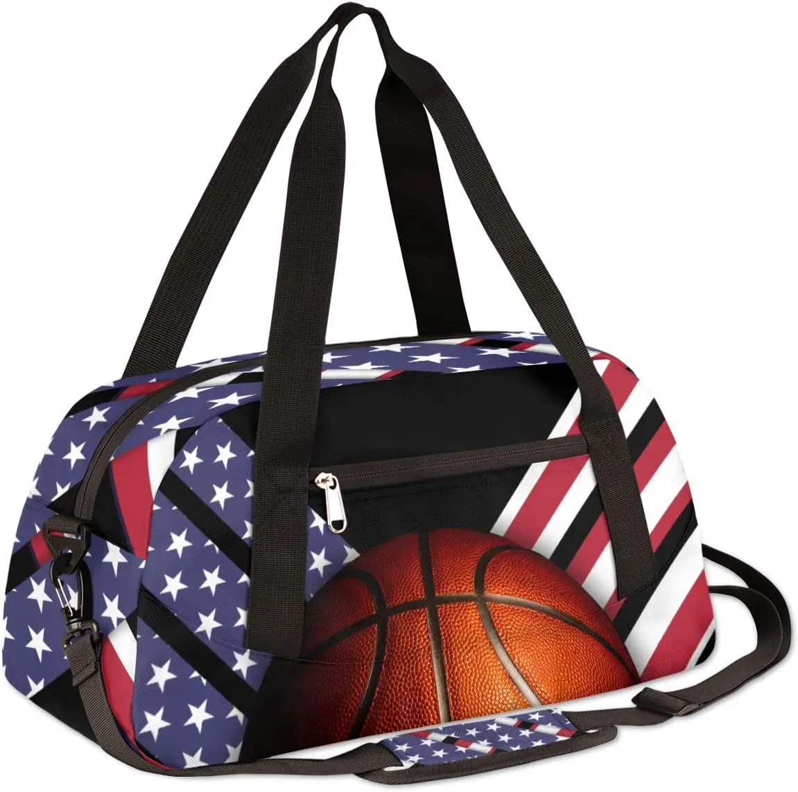 Basketball Neoprene Kids Duffel Bag for Girls Boys Teens, Streaks Stars Dance Bag Overnight Small Duffel Bag Carry On Weekend Sports Gym Travel Bag for School Practice Gymnastics Ballet