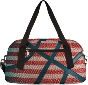 Basketball Neoprene Kids Duffel Bag for Girls Boys Teens, Texture Streaks Dance Bag Overnight Small Duffel Bag Carry On Weekend Sports Gym Travel Bag for School Practice Gymnastics Ballet