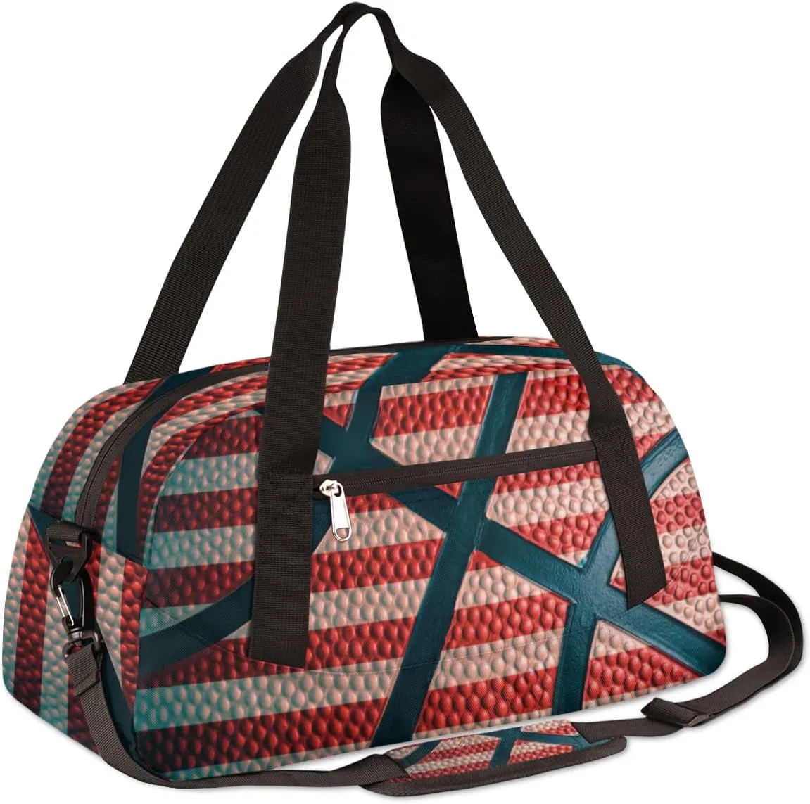 Basketball Neoprene Kids Duffel Bag for Girls Boys Teens, Texture Streaks Dance Bag Overnight Small Duffel Bag Carry On Weekend Sports Gym Travel Bag for School Practice Gymnastics Ballet