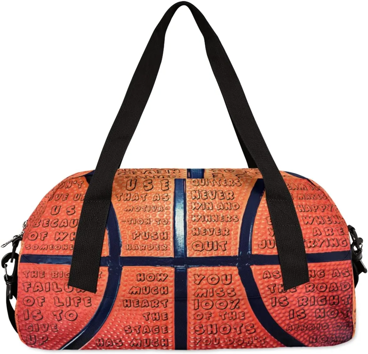 Basketball Pattern Kids Duffel Bag for Girls Boys Teens, Inspirational Phrases Dance Bag Overnight Small Duffel Bag Carry On Weekend Sports Gym Travel Bag for School Practice Gymnastics Ballet