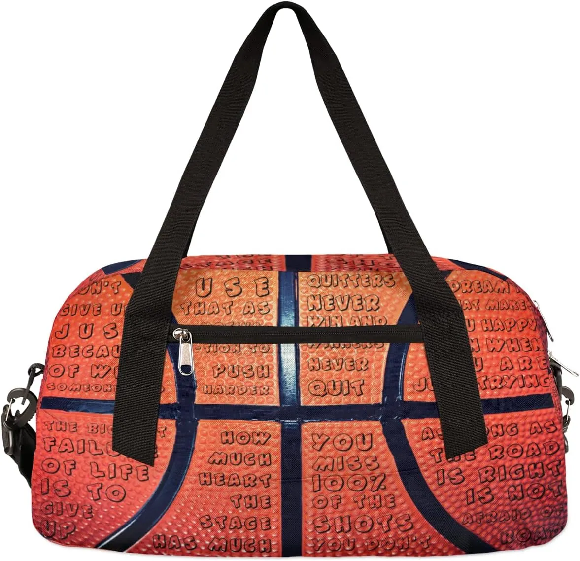 Basketball Pattern Kids Duffel Bag for Girls Boys Teens, Inspirational Phrases Dance Bag Overnight Small Duffel Bag Carry On Weekend Sports Gym Travel Bag for School Practice Gymnastics Ballet