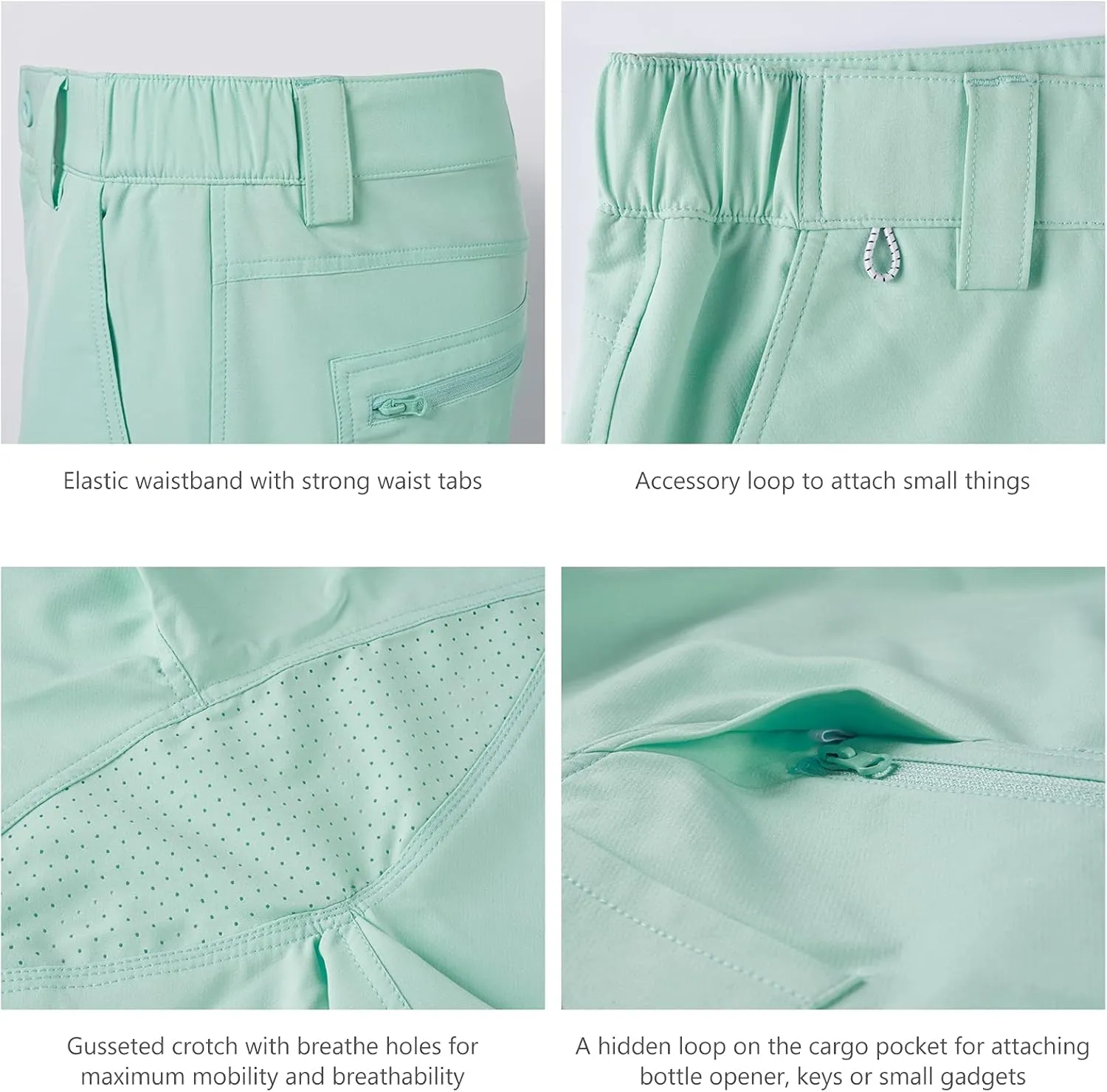 BASSDASH 10.5” Mens Fishing Cargo Shorts Quick Dry UPF 50  Water Resistant FP01M