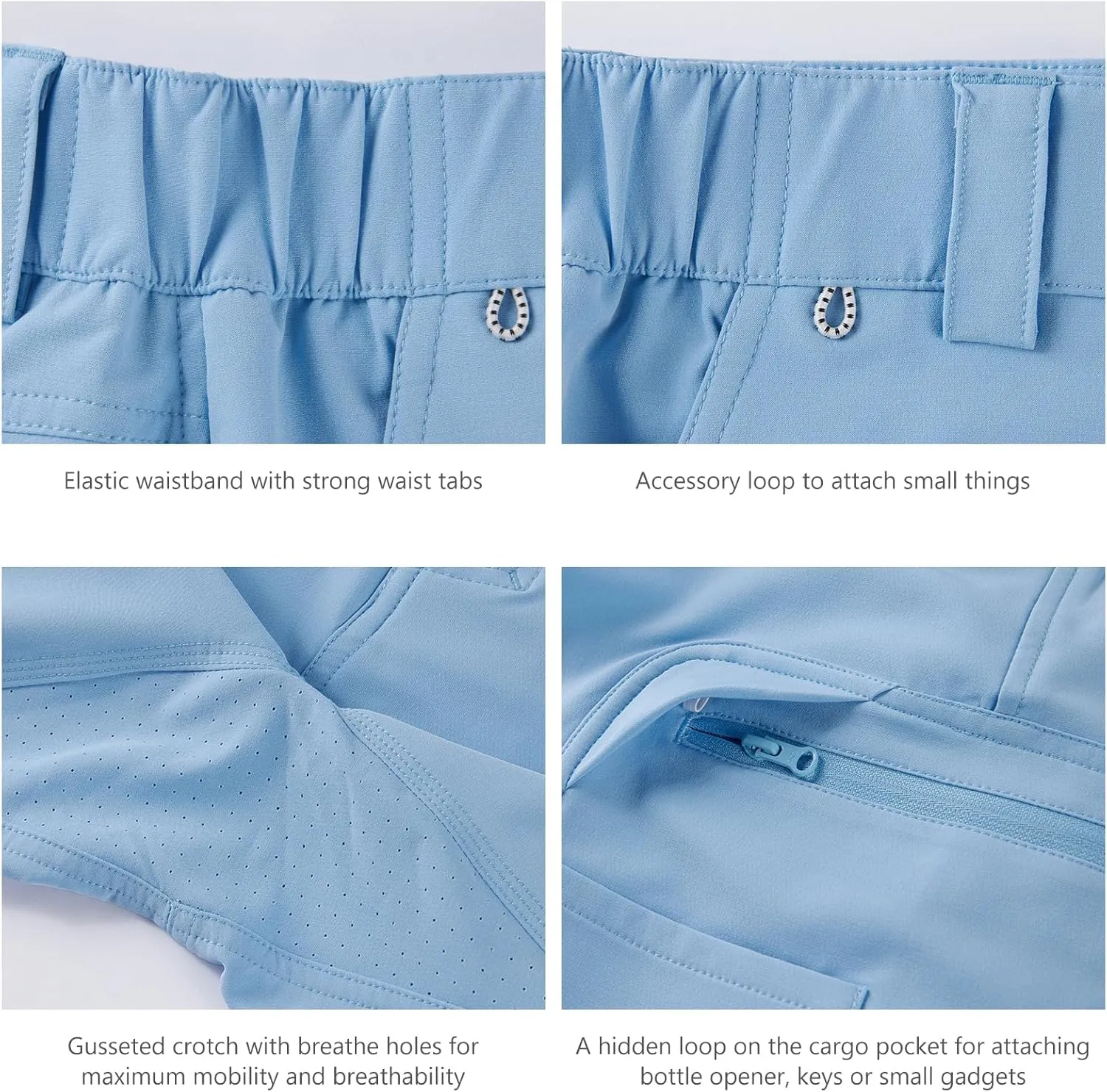 BASSDASH 10.5” Mens Fishing Cargo Shorts Quick Dry UPF 50  Water Resistant FP01M