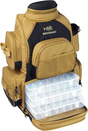 BASSDASH Fishing Tackle Backpack Water Resistant Tactical Bag Soft Tackle Box with Rod Holder and Protective Rain Cover