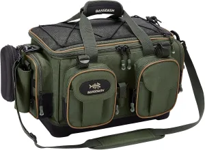 BASSDASH Fishing Tackle Shoulder Bag Water Resistant Lightweight Gear Storage Pack with Hard Molded Bottom Rain Cover