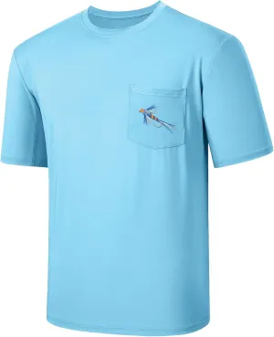 BASSDASH Men’s UPF 50  Fishing Graphic T-Shirts Pocket Short Sleeve Shirt Quick Dry UV Sun Protection Casual Outdoor FS46M