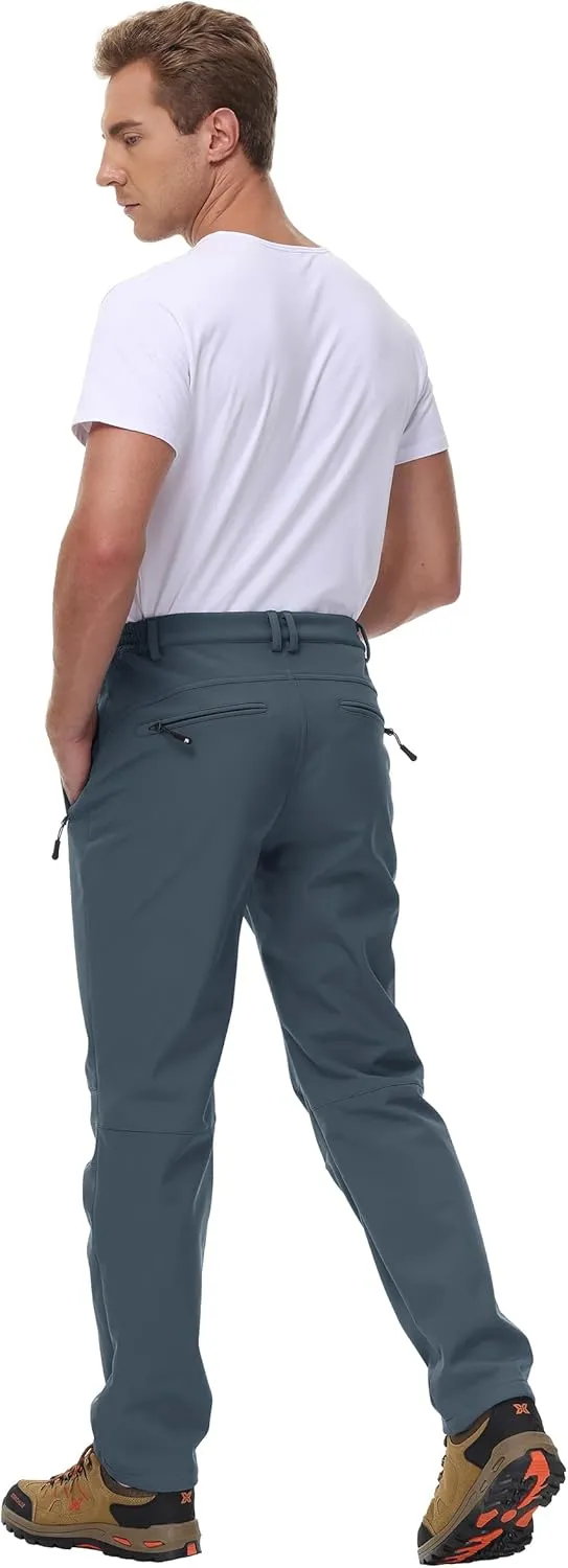BASUDAM Men's Utility Work Pants Snow Waterproof Softshell Winter Fleece Lined Insulated Outdoor Mountain