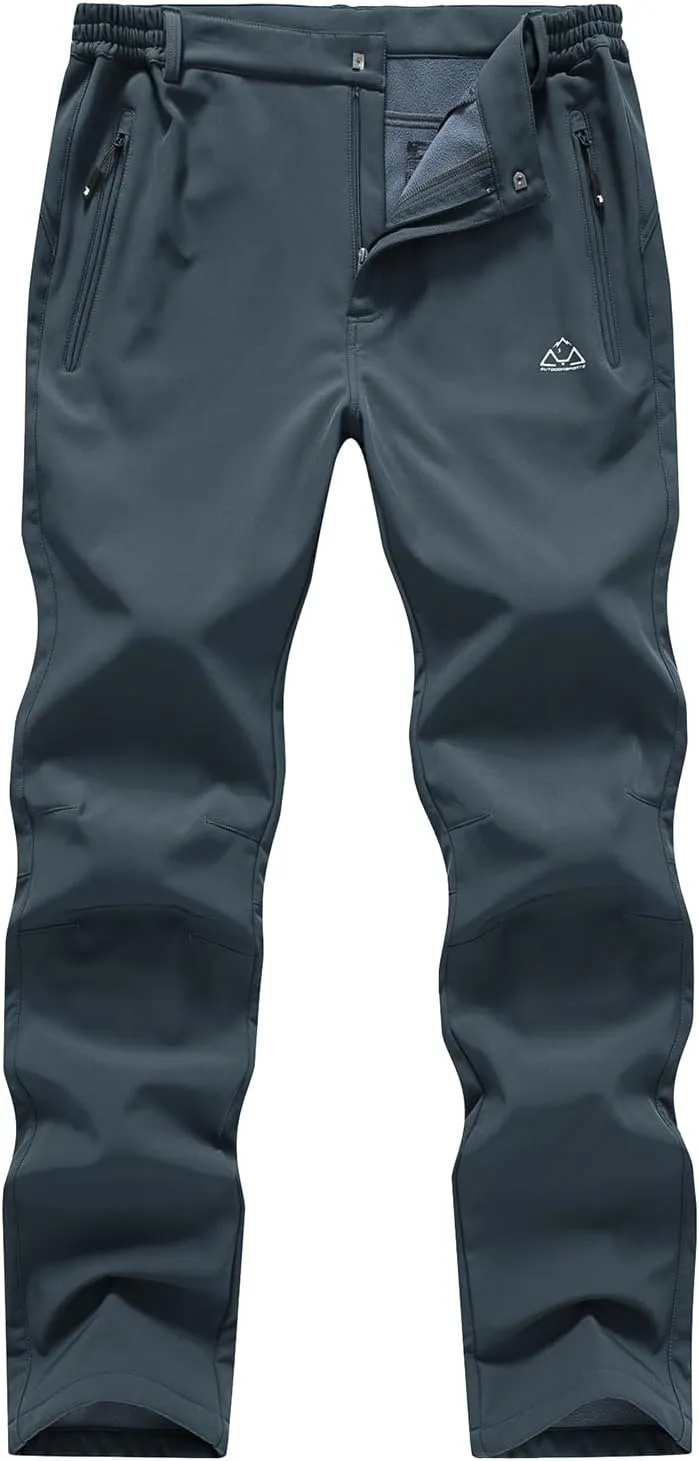 BASUDAM Men's Utility Work Pants Snow Waterproof Softshell Winter Fleece Lined Insulated Outdoor Mountain
