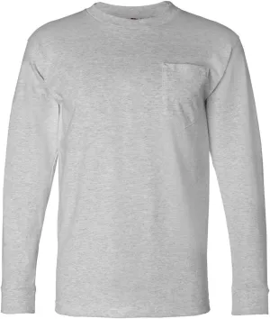 Bayside Adult Long-Sleeve Tee with Pocket 8100 - Dark Ash_XL