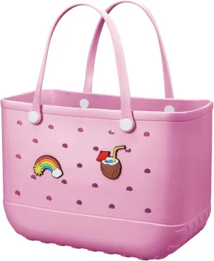 Beach Bag Rubber Tote Bag - Waterproof Travel Bag for Women Washable Tote Bag Handbag for Sports Beach Market Pool