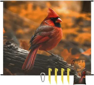 Beach Blanket, Red Bird Sandproof Beach Mat, Waterproof Quick Drying Sand Free Mat with 4 x Ground Spikes for Outdoor Travel Camping Hiking, Autumn Theme 68 x 59 in