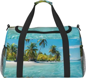 Beach Sand Duffle Bag for Travel Sunset Sea Sports Gym Tote Carry On Bag Large Shoulder Weekend Overnight for Workout