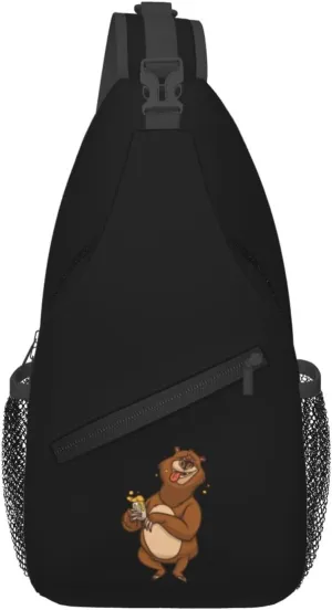 Bear Is Drinking Beer Crossbody Bags For Women Men Chest Backpack Gym Shoulder Bag Travel Outdoor Sports Casual Crossbody Bags