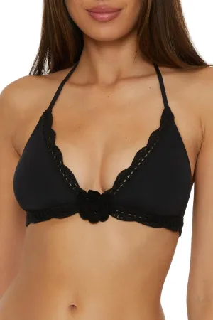 BECCA Women's Colette Banded Bikini Top, Adjustable, Tie Back, Swimwear Separates