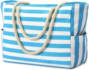 Becokan Beach Bags for Women Large Canvas Beach Tote Bag Beach Bags Waterproof Swim Pool Bag Beach Travel Essentials