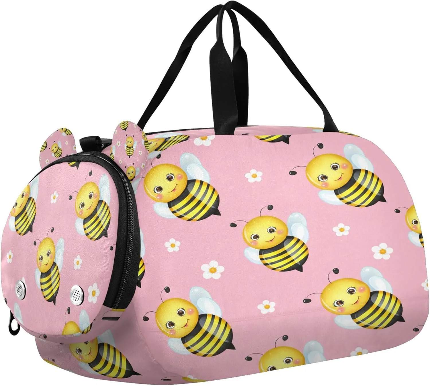 Bees Kids Overnight Sports Duffel Bags with Shoe Compartment & Wet Pocket Travel Sport Gym Bag for Girls Boys