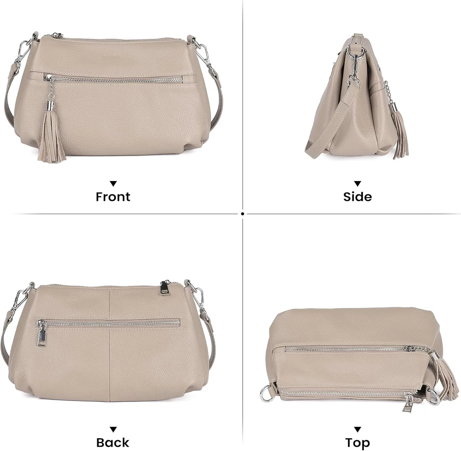 befen Genuine Leather Crossbody Hobo Purses for Women, Ladies Shoulder Bags Handbags with 2 Shoulder Straps