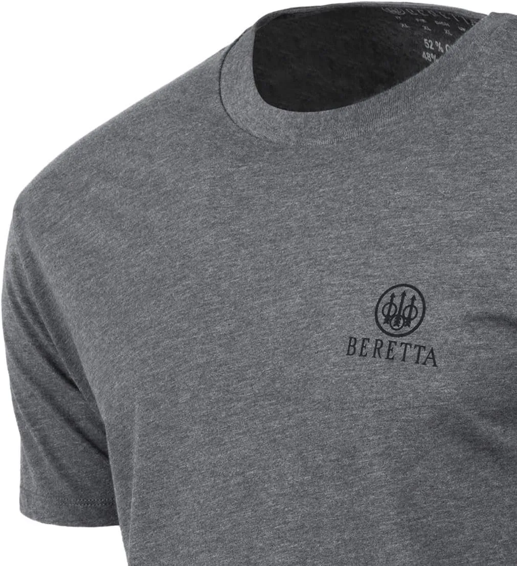 Beretta Men's Rail SS Casual Durable Active Wear Ribbed Crew Neck Logo Print Double Needle Hems Short Sleeve T-Shirt