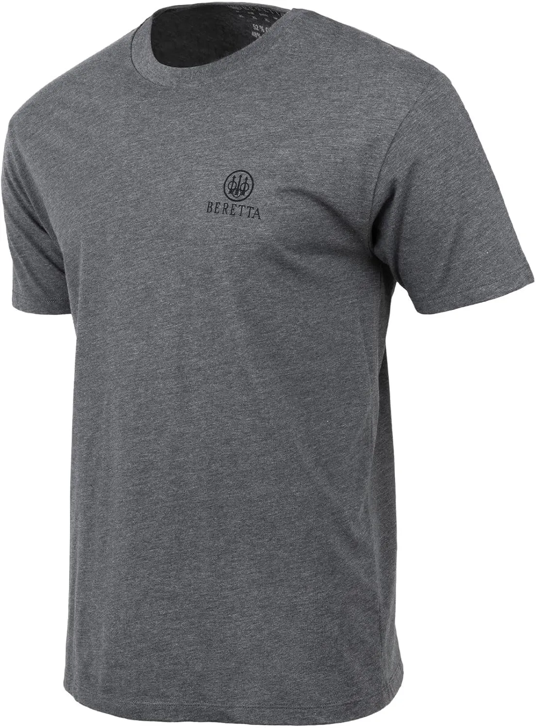 Beretta Men's Rail SS Casual Durable Active Wear Ribbed Crew Neck Logo Print Double Needle Hems Short Sleeve T-Shirt