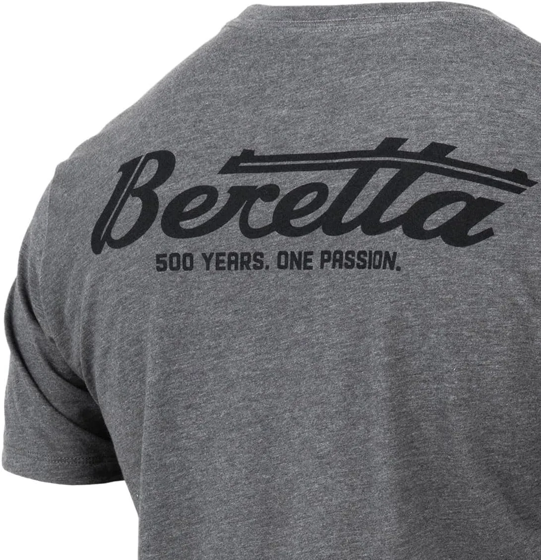 Beretta Men's Rail SS Casual Durable Active Wear Ribbed Crew Neck Logo Print Double Needle Hems Short Sleeve T-Shirt